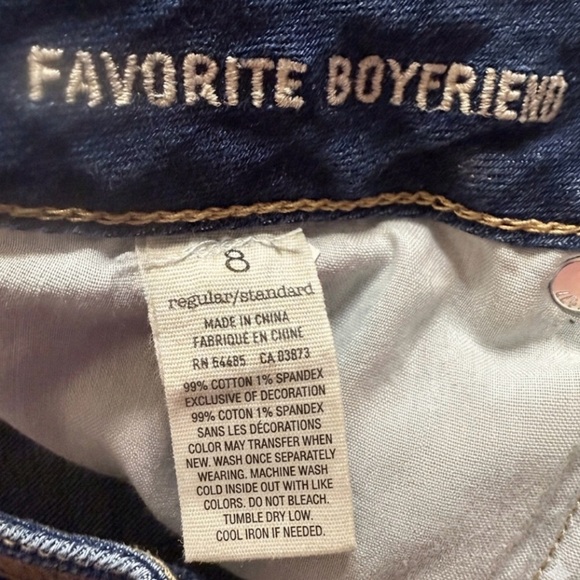 American Eagle Favorite Boyfriend Jeans Size 8 Regular Stretch Dark Wash - Picture 10 of 10